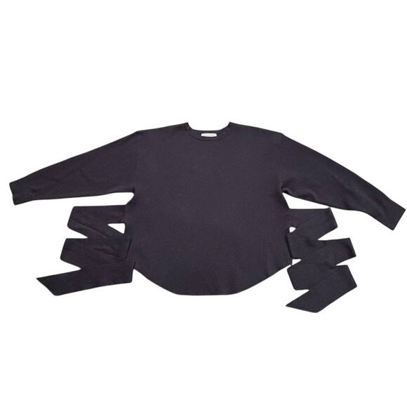 Modern Citizen Nara Tie Front Knit Wrap Curved Hem Sweater Charcoal Gray • 1X - Picture 3 of 9